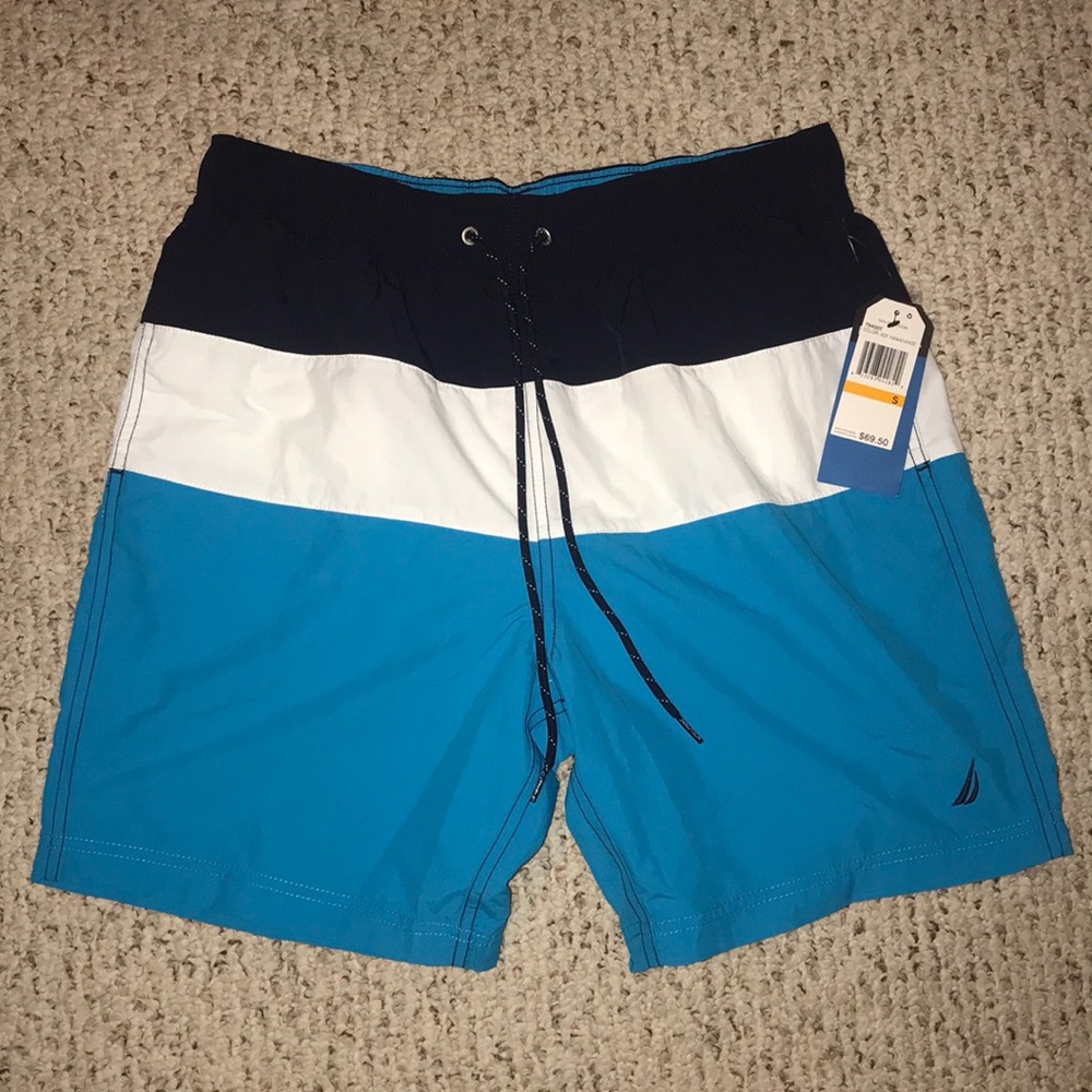 Men’s blue Nautica swim trunks